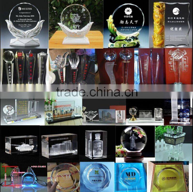 Desk Decoration Crystal Glass Pen holder with Photo Frame