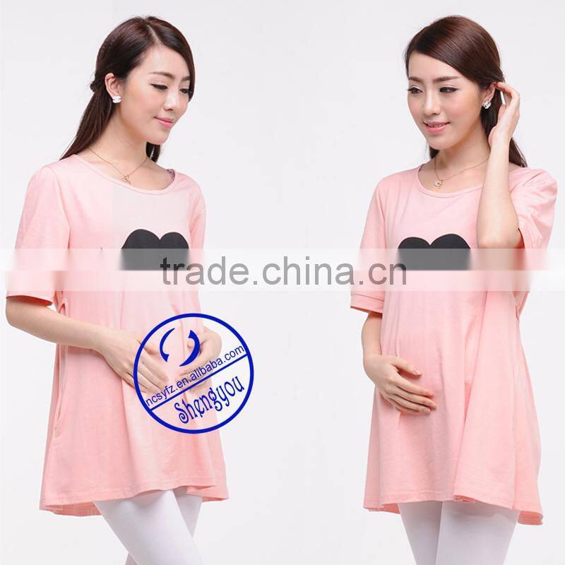 wholasale 100 cotton short sleeve pregnant women maternity t shirt