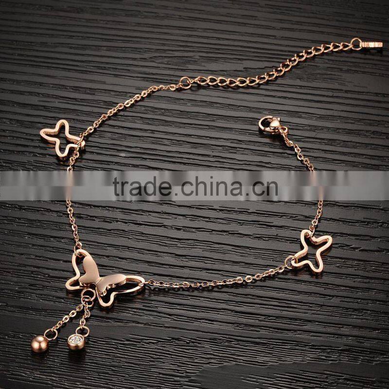 Fashion butterfly chain gold anklet designs