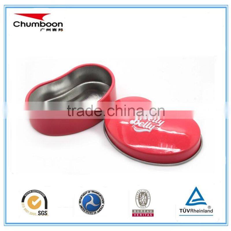 bean shaped small tin container lip balm tin can, printed metal tin box with FDA certificate