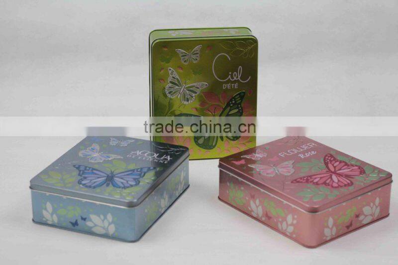 Promotional square perfume packaging gift tin box
