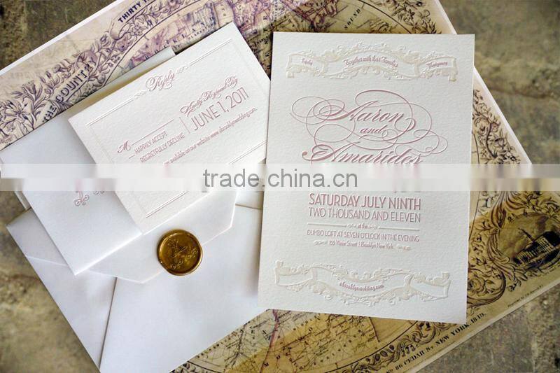 elegant vintage inspired wedding invitation, ivory gold blush pink letterpress