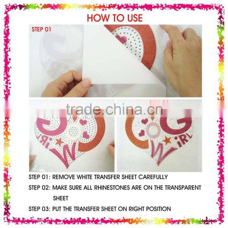 Lady Hot Pink Turquoise Ribbon Cute Dress Iron-on Hot Fix Motif Rhinestone