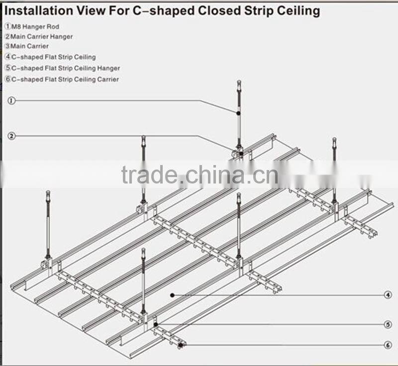 Water Proofing C shaped Aluminum Metal Suspended Strip Ceiling Panel