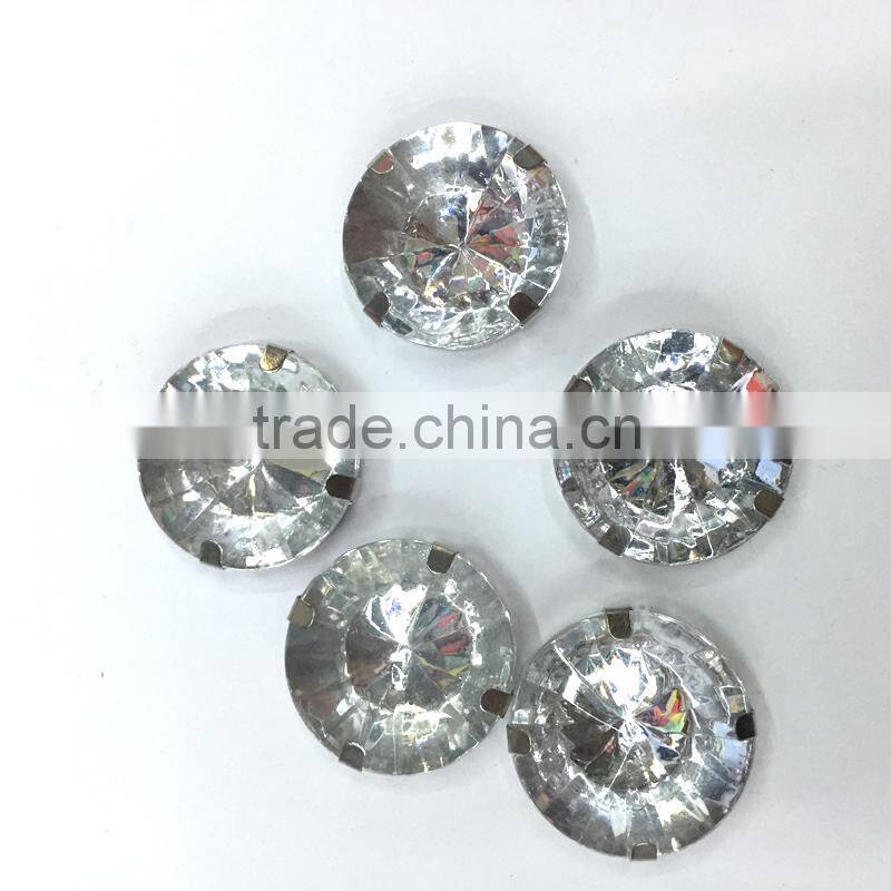 25mm round rivoil acrylic rhinestone metal claw Diamante bag gems sewing on DIY garment accessories craft clear