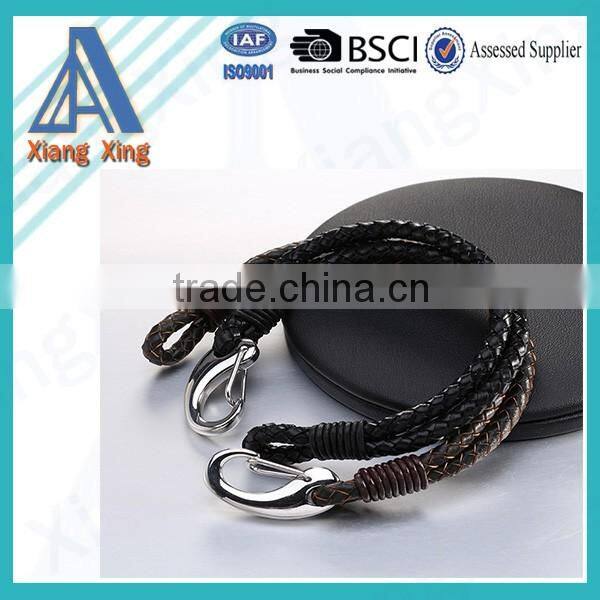 Fashion Jewelry Wholesale Mens Bracelets Wrapped Genuine Leather Bracelet with Braided Rope