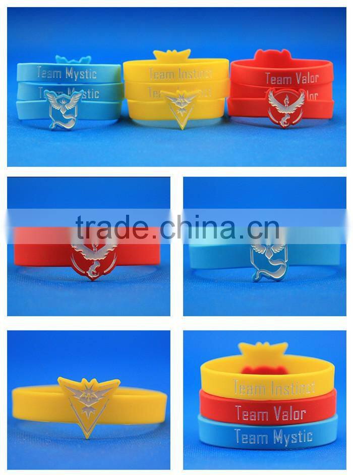 Pikachu Pokemon go Wristband Silicone Promotion Gift Filled Color Bracelet silicone rubber wristband