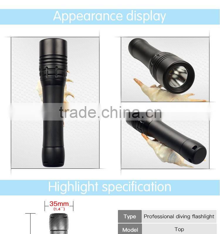Professional 1000 Lumen xm l2 led Aluminum Alloy Lamp Body underwater flashlight