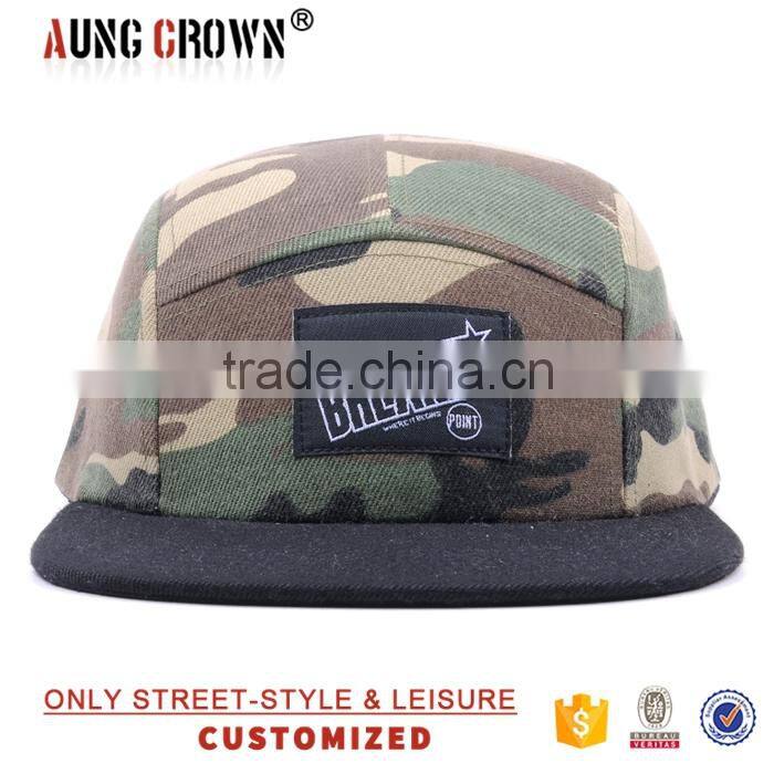 custom 5 panels snapback caps/cool 5 panel cap/camo 5 panel camp cap flat brim