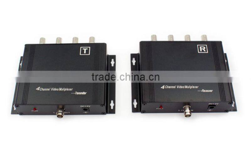 4 Channels coaxial analog video multiplexer/video transmitter and receiver