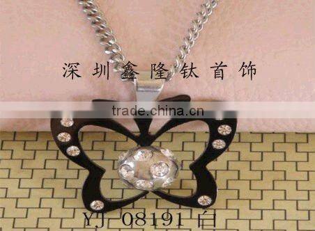 TC64 Stainless Steel Half Heart and Black Dolphin Pendant