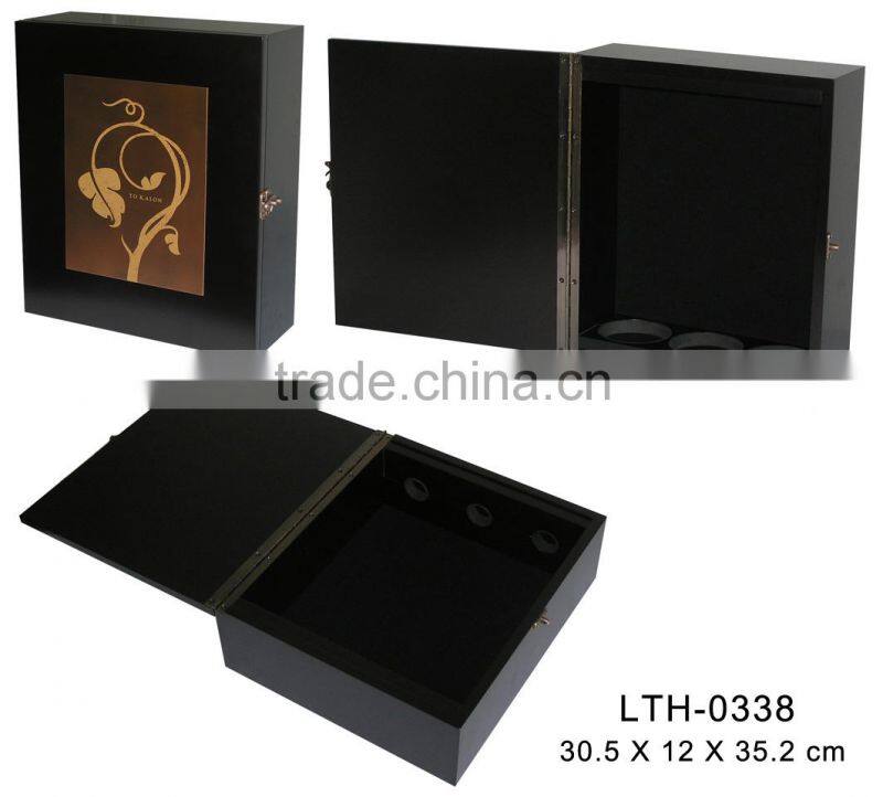 black wooden wine packing box wholesale wine gift set