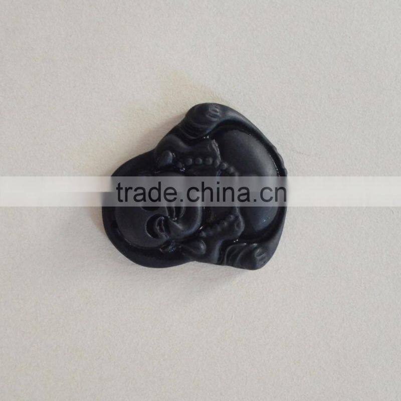 female black nephrite necklace with Buddharupa pendant