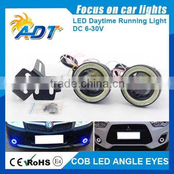 3 inch COB 10W LED Fog Lights with Blue COB Halo Angel Eye Rings Car DRL