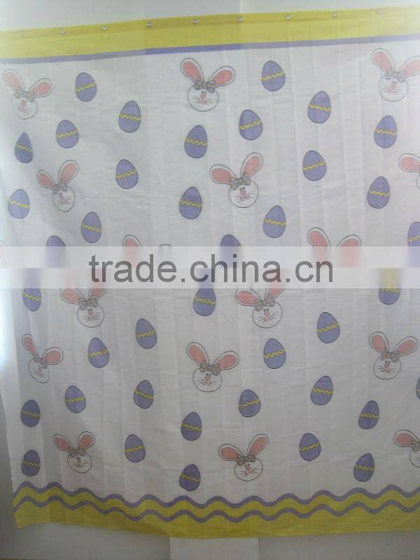 Lovely rabbit for 100% polyester shower curtain