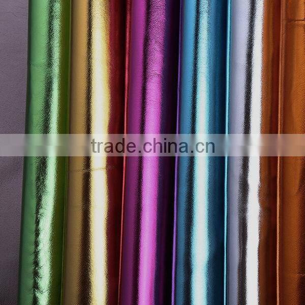 Metallic PU leather for shoes and handbag leather usage
