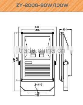 ZY-2006-80W/100W 3 years warranty CE RoHS IP65 High Lumen Outdoor Led flood Light