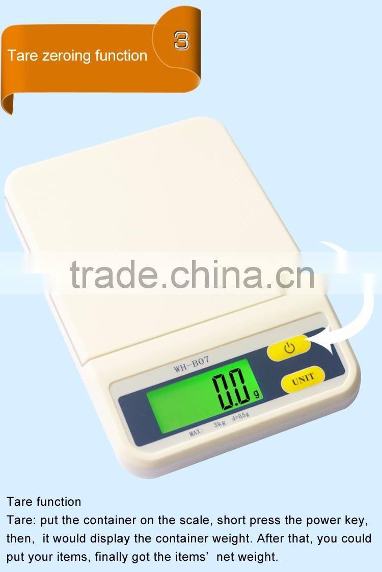 Promotional indoor use electronic digital weighing kitchen scale WH-B07L