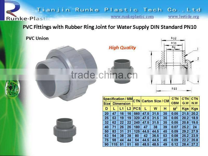 PVC Pipe Fittings with Rubber Ring Joint for Water Supply