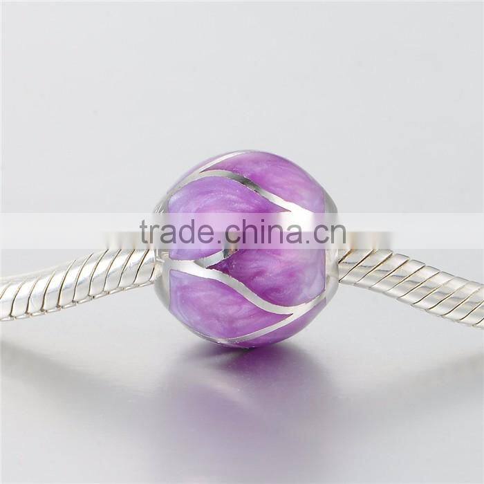 2016 European Romantic Purple Color Enamel S925 Charm Bracelet