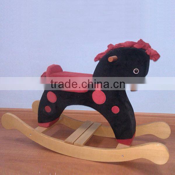 Wooden rocking horse toy funny baby plush toy