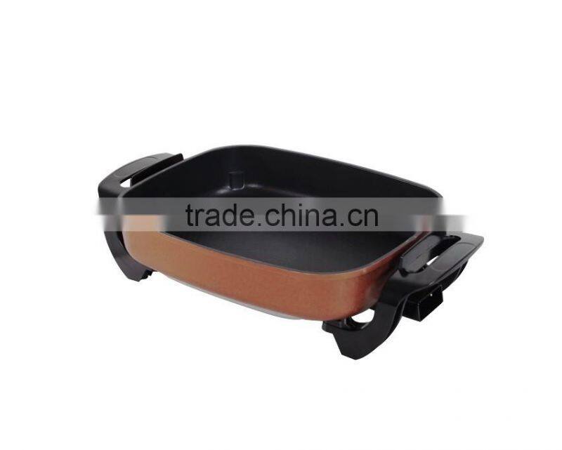 Non-stick aluminium ceremic square electric skillet