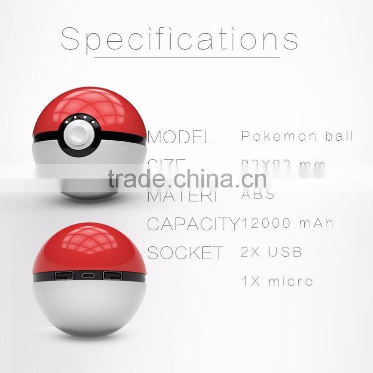 New Arrival Pokemon Go Ball Power Bank 10000mAh Charger With LED Light for Pokemon Go AR Games
