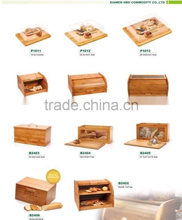 2016 Most popular design bamboo bread bin/wood bread box with lid