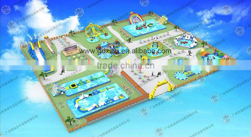 Giant inflatable floating water park
