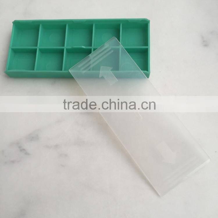 Plastic transparent or colored carbide inserts packaging box with quick press closure of lid Insert Box IB