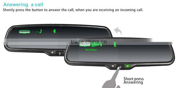 Handsfree car kit Bluetooth Car Rearview Mirror with back up display