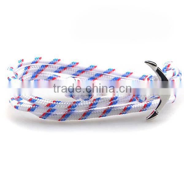 HOT sales silver color anchor design survival paracute bracelet