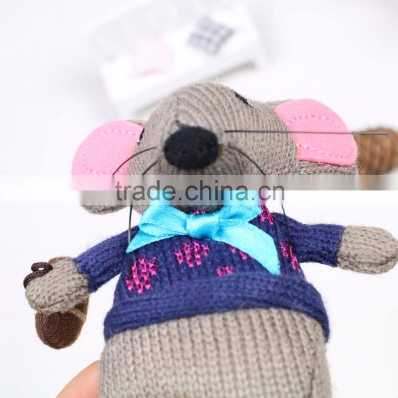 Custom made factory stuffled animal grey mouse rat knitted plush toys