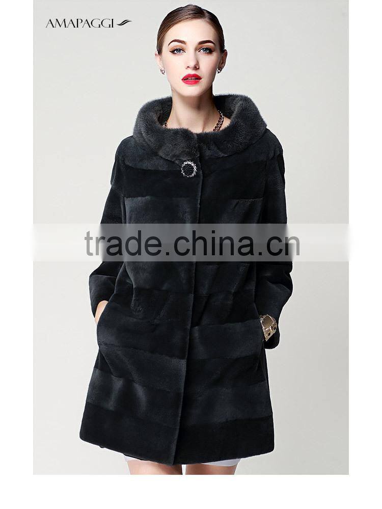 Hot sale real natural cashmere fur coat for winter overcoat