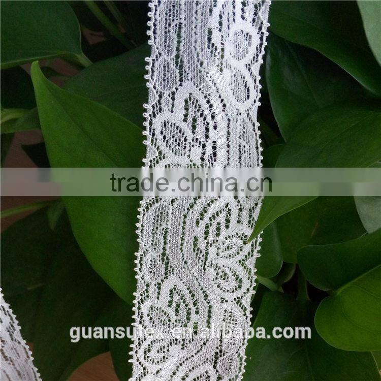 White Nylon Elastic Trimming Lace Fabric For Borders Decorations