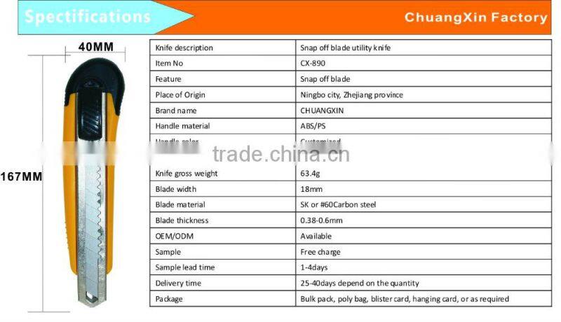 Snap off blade utility knife