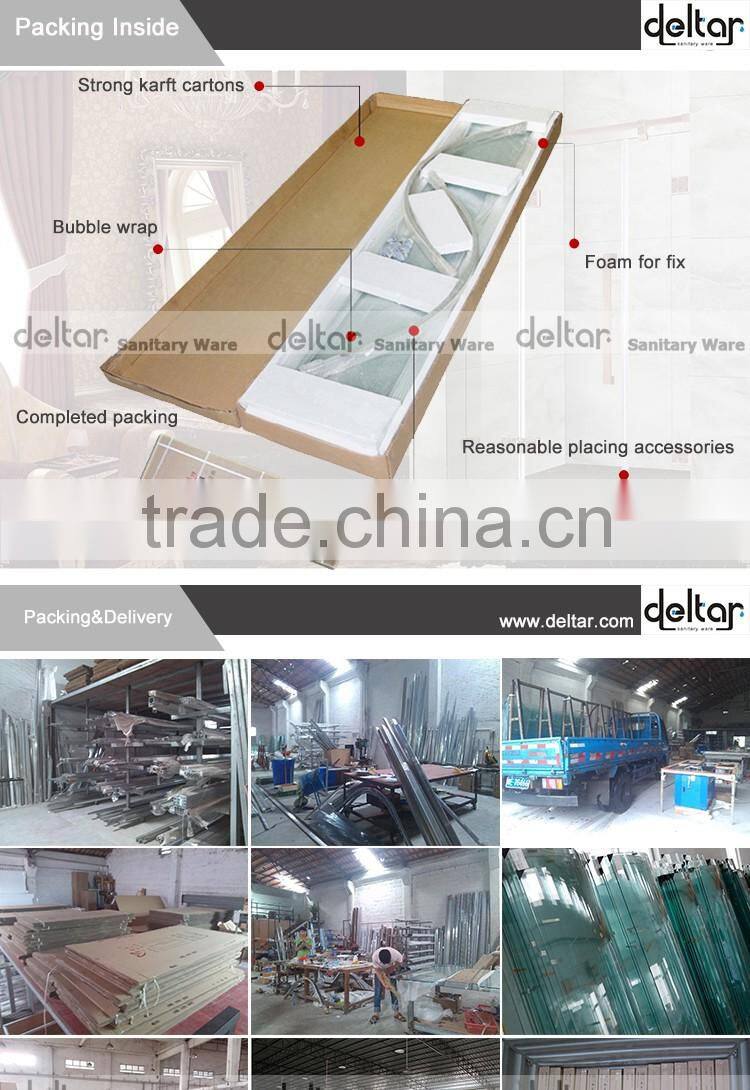 stainless steel roller CHEAP PRICE fan-shaped shower room with acrylic tray tempered glass shower enclosure