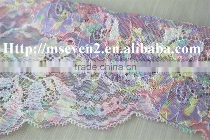 beautiful colorful african lace trimming elastic tulle fabric 100% nylon lace