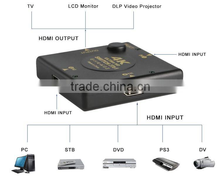 HD h dmi 4K splitter for TV DVD 3 to 1 switcher