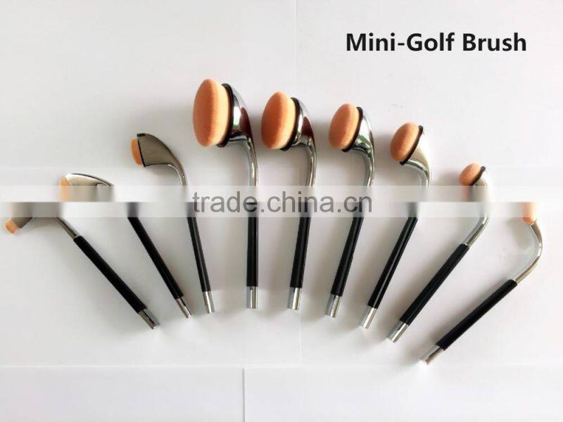 Hot Sales 9Pcs Golf Oval Makeup Brushes Mini Golf Brush Professional Cosmetic Brush