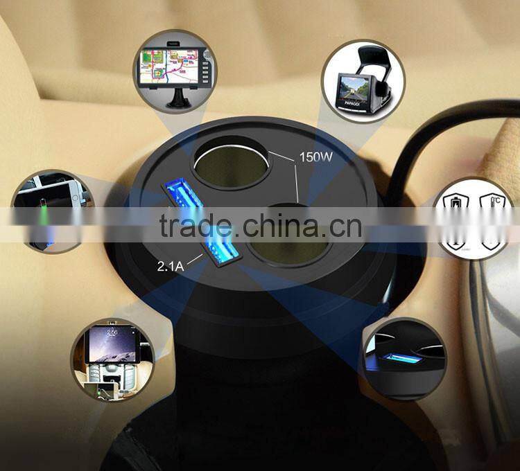 The vehicle-mounted cup shape multi-functional car USB charger