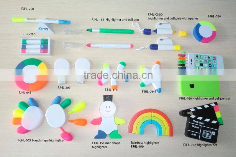 Multi color plastic mini highlighter pen/Multi color marker pen/Water writing pen/white color marker pen/heart shape highlighter