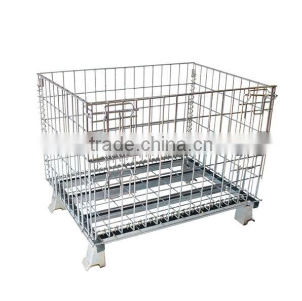 Perdurable warehouse folding steel storage cage