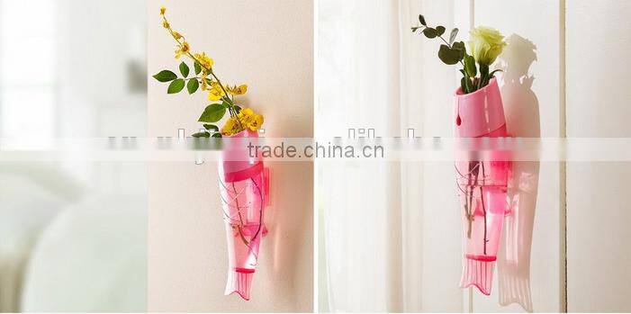 Multicolor transparent wall-hanging plastic vase