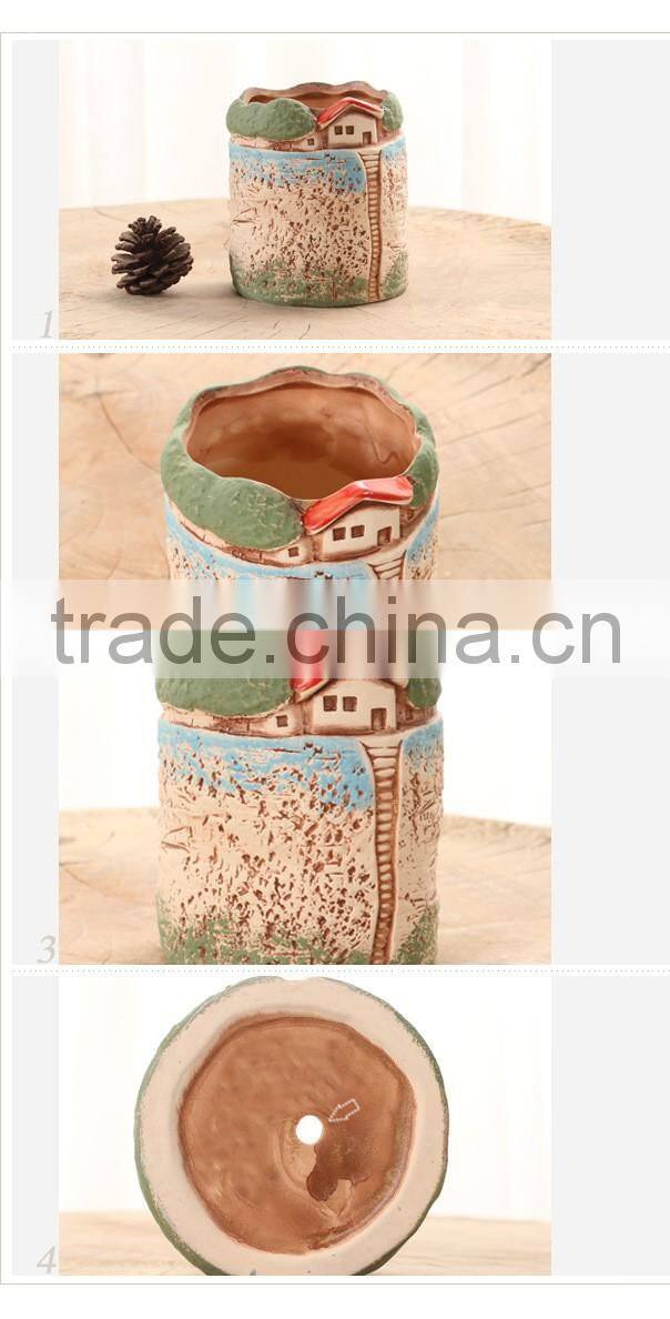 New design small hand-painted ceramic planter for succulents