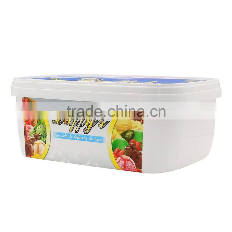 2L IML Plastic Ice Cream Storage cCntainer with Lid,Ice Cream Container Suppliers,Ice Cream Container with Customized Label.