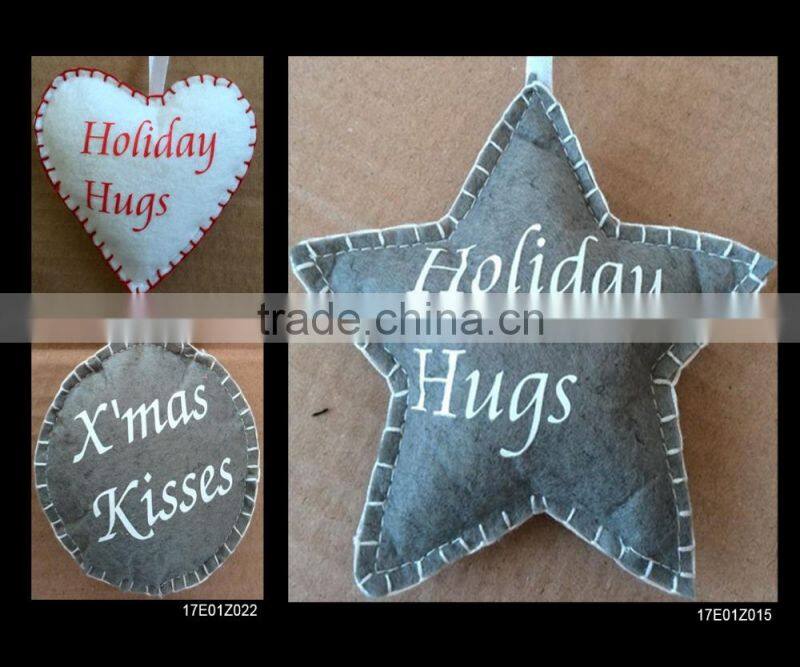 fabric handmade christmas ornaments with colorful fasteners