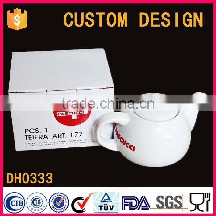 Custom logo white ceramic eco friendly tea kettle