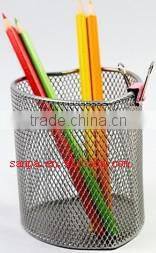 Office Supplies Metal Mesh Stationery Silver Heart Shape Pen Holder