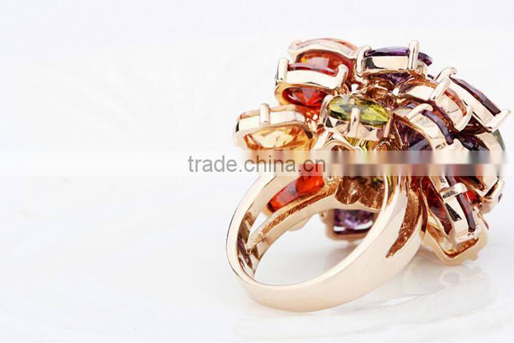 Wholesale Stock Small Order Fashion Women Colorful Zircon Ring